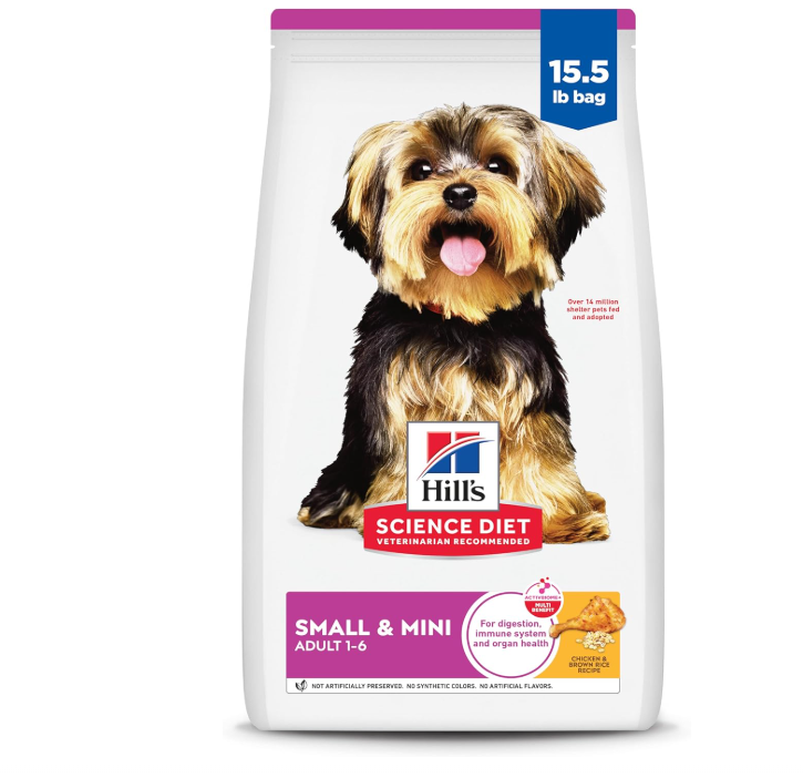 Hill's Science Diet Small & Mini, Adult 1-6, Small & Mini Breeds Premium Nutrition, Dry Dog Food, Chicken & Brown Rice, 15.5 lb Bag
