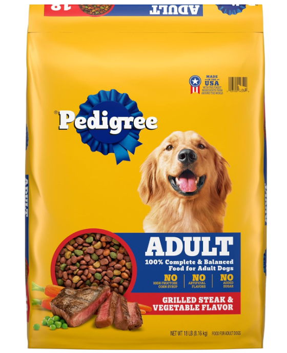Pedigree Complete Nutrition Adult Dry Dog Food, Grilled Steak & Vegetable Flavor, 18 lb. Bag