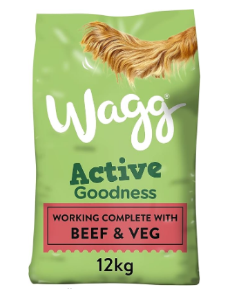 Wagg Active Goodness Complete Dry Adult Dog Food Beef & Veg 12kg - For All Active Working Dog Breeds